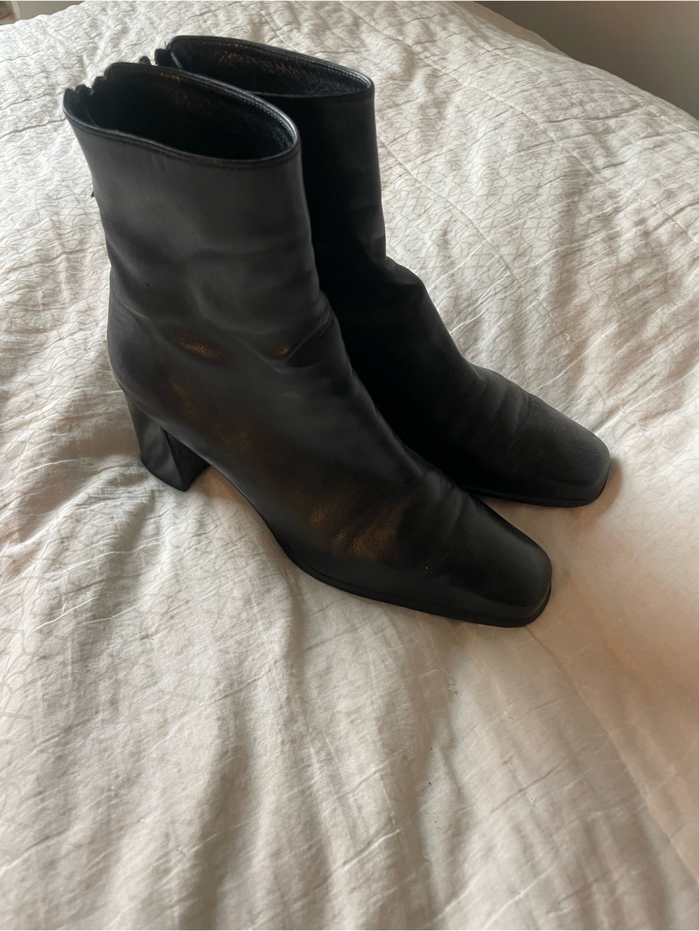 Stuart Weitzman Black Leather Heeled Ankle Boots